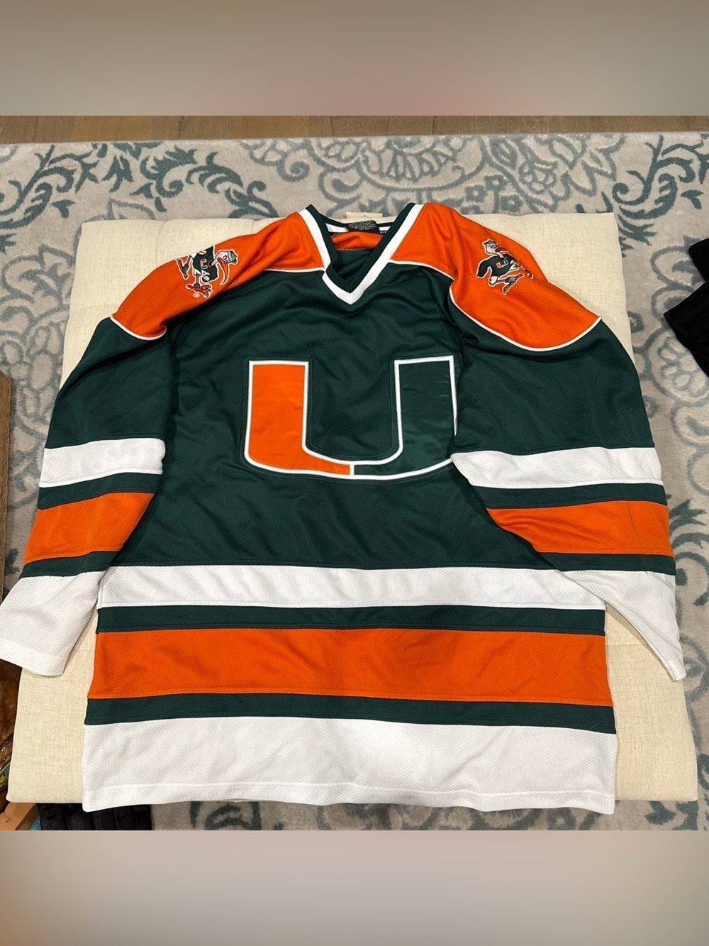 Colosseum Miami Hurricanes Green & Orange Hockey Jersey